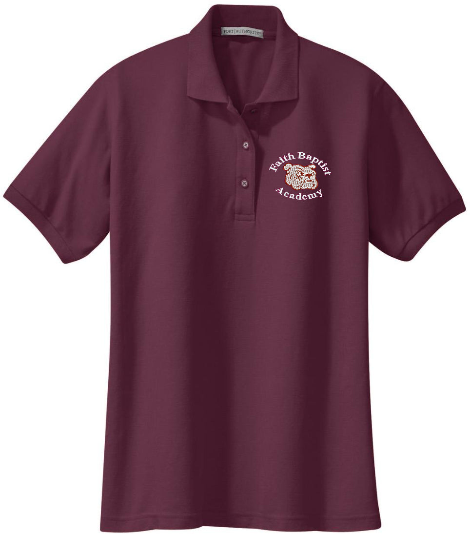 Ladies Maroon Faith Baptist Cotton Blend Polo