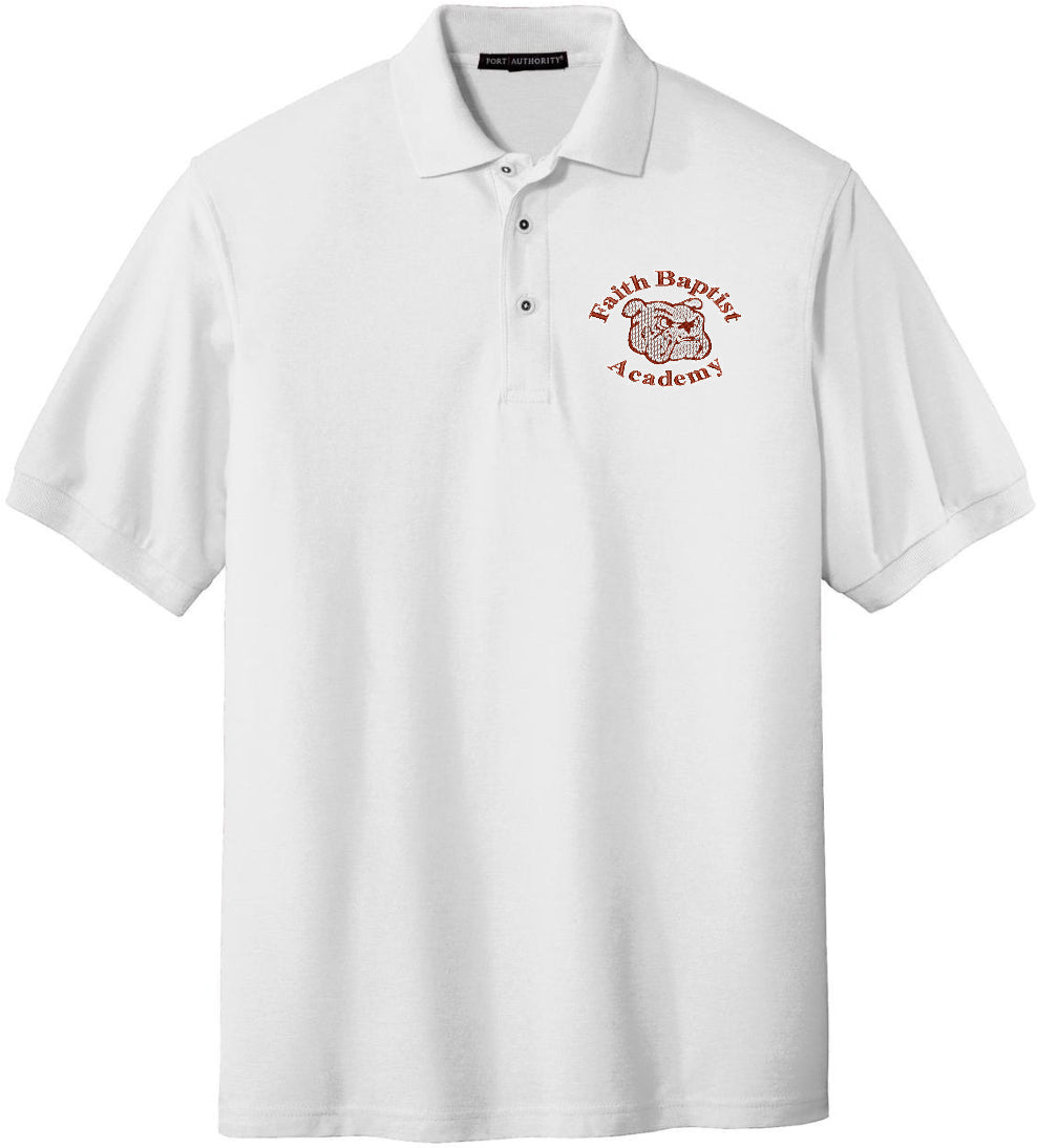 Adult White Faith Baptist Cotton Blend Polo