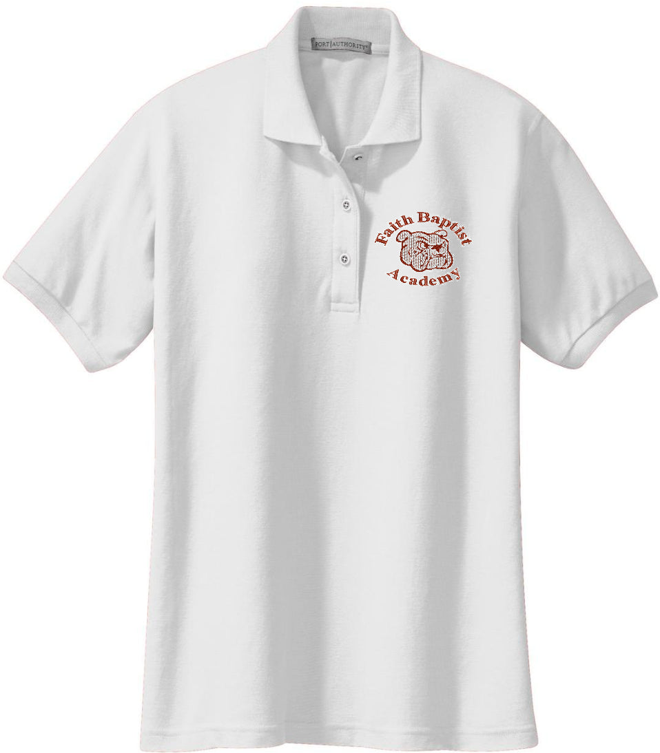 Ladies White Faith Baptist Cotton Blend Polo