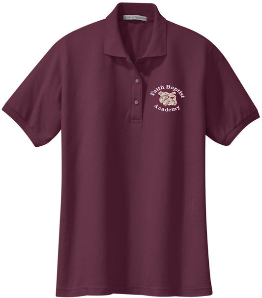 Ladies Maroon Faith Baptist Cotton Blend Polo