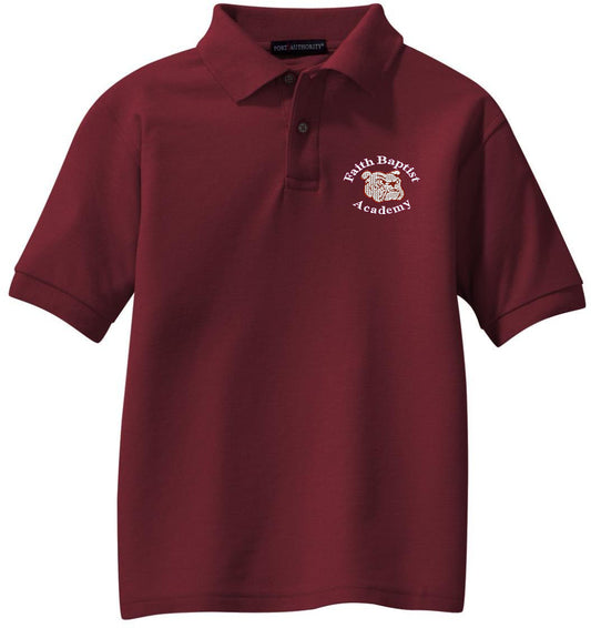 Youth Maroon Faith Baptist Cotton Blend Polo