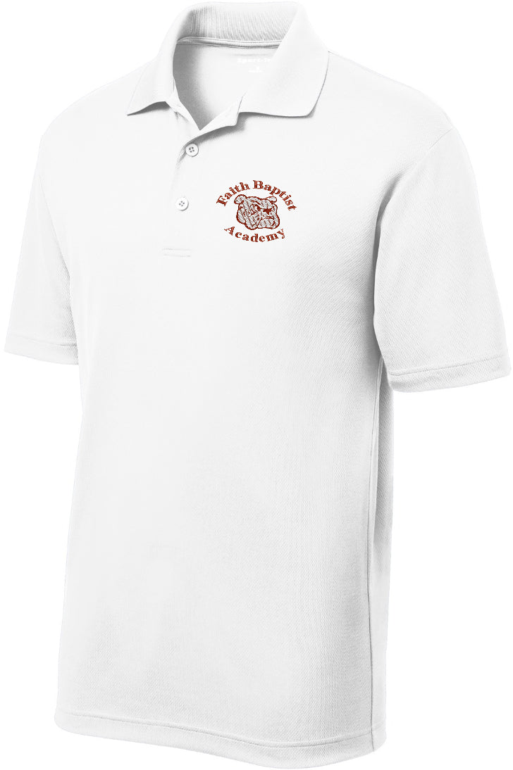 Youth White Faith Baptist Mesh Drifit Polo