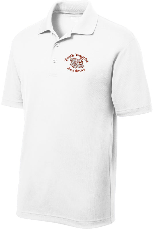Youth White Faith Baptist Mesh Drifit Polo