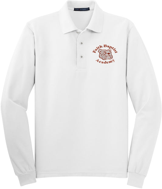 Adult White Faith Baptist Cotton Blend L/S Polo