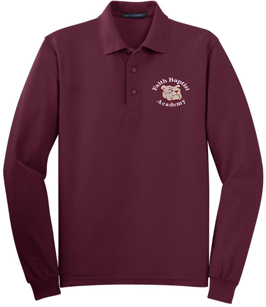 Adult Maroon Faith Baptist Cotton Blend L/S Polo